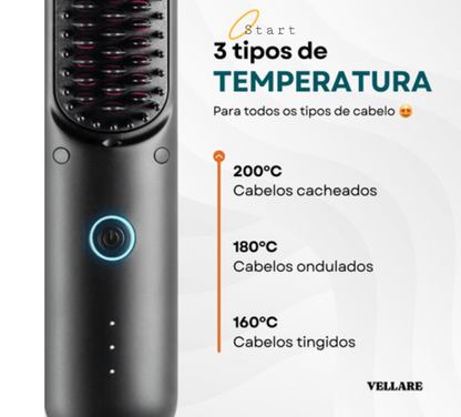 Escova Portátil Vellare 3 em 1 - Seca, Alisa e Modela