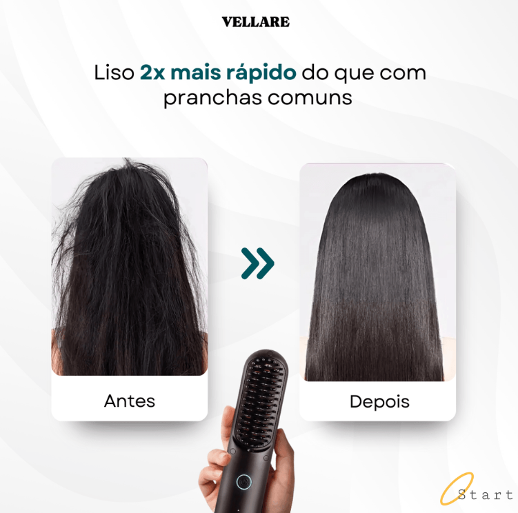 Escova Portátil Vellare 3 em 1 - Seca, Alisa e Modela