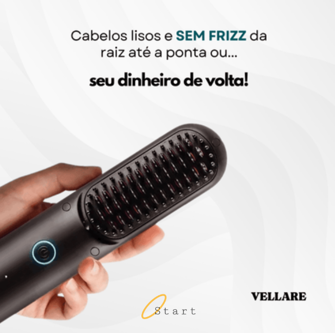 Escova Portátil Vellare 3 em 1 - Seca, Alisa e Modela