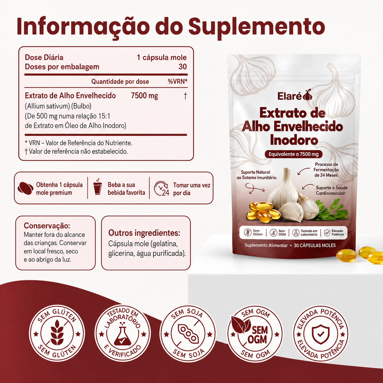 Garlinox - Extrato de Alho Envelhecido Sem Odor