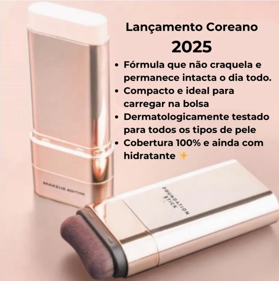 Corretivo Base Stick Coreano 2 em 1 – Cobertura Perfeita 100% e Natural